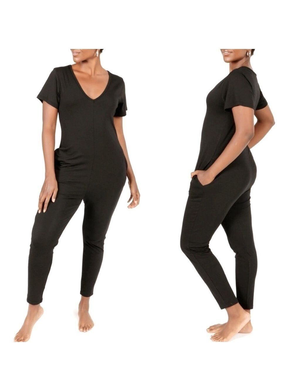 Smash + Tess Black Sunday Romper Short Sleeve V-Neck Onesie Jumpsuit XS Like New